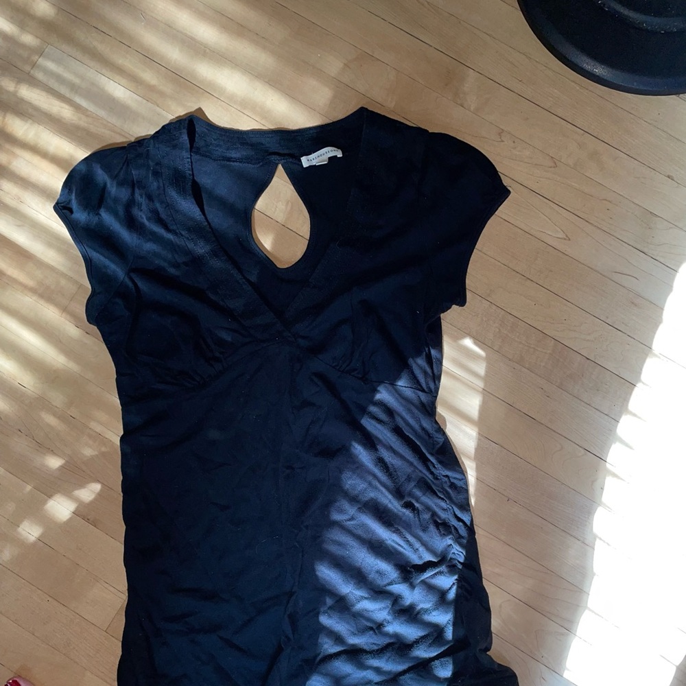 3/$25 long black wrap front top ladies size LG